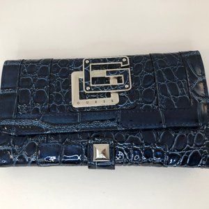 GUESS Blue Croc Wallet w/ G emblem
